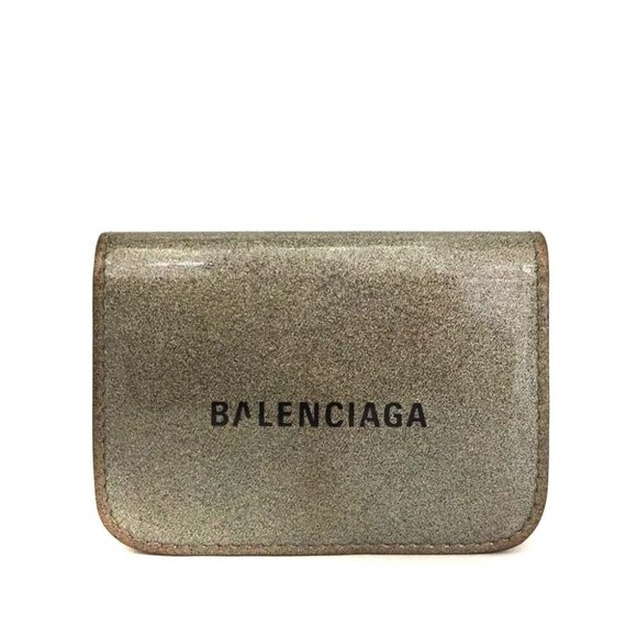 Balenciaga Gold Leather Wallet with Two Compartments and Snap Closure Coin Purse - Picture 1 of 7